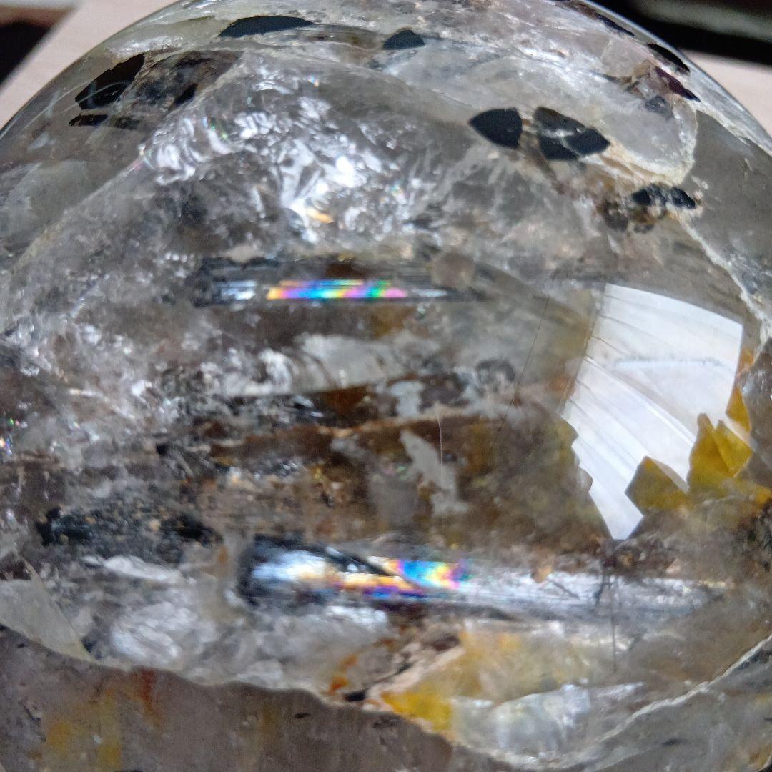 トルマリン入り　水晶　丸玉　天然石