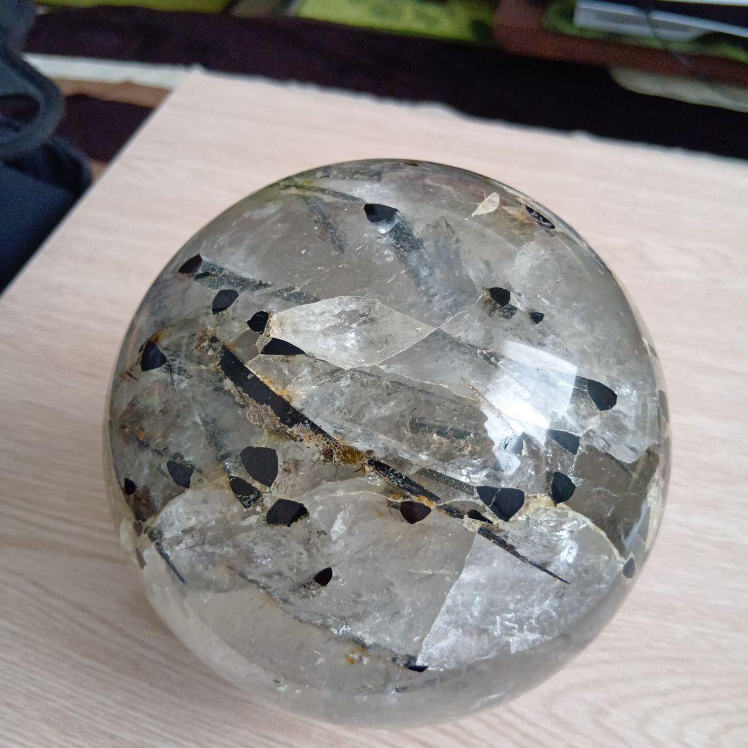トルマリン入り　水晶　丸玉　天然石