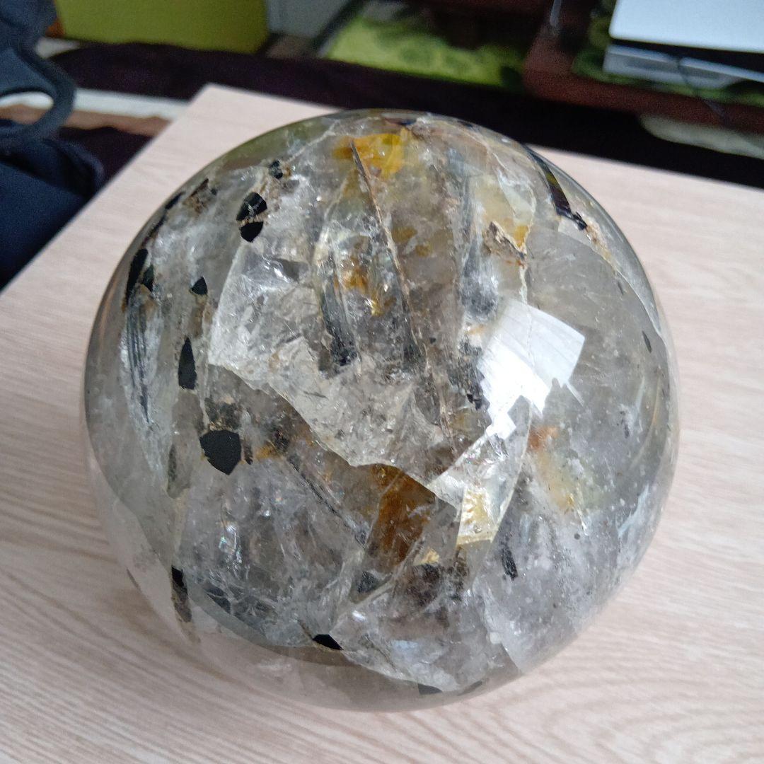 トルマリン入り　水晶　丸玉　天然石