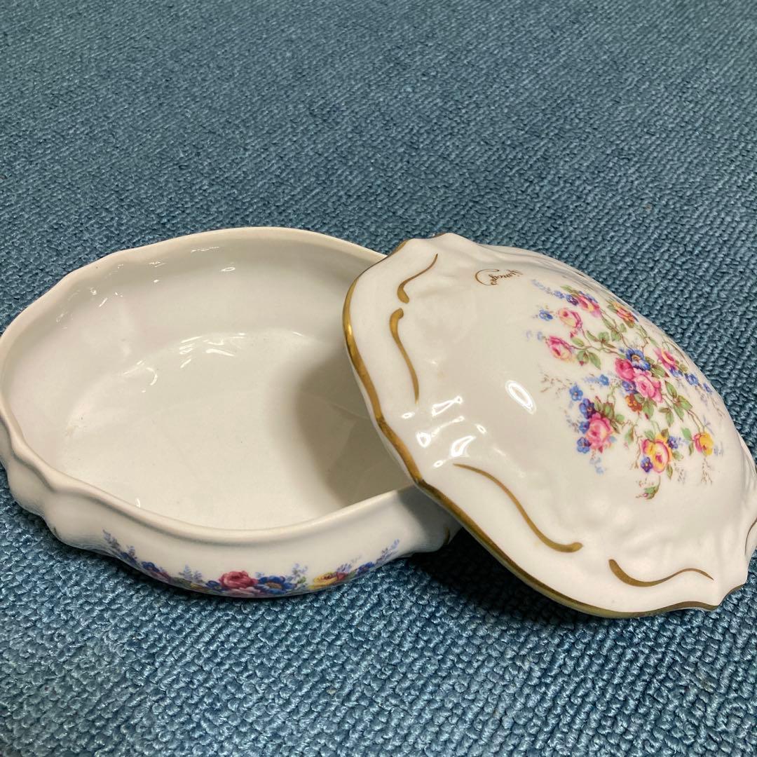 Limoges 花柄 蓋付き菓子入れ