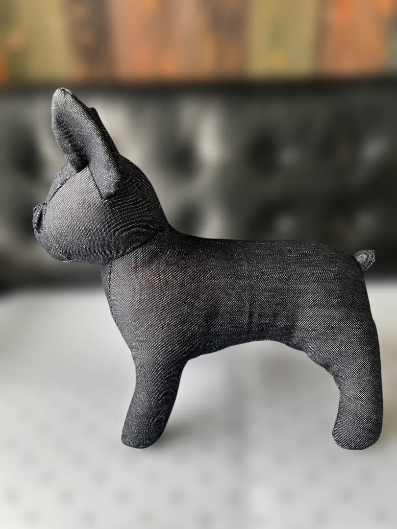デニム犬型ぬいぐるみ　フレンチブルドッグ