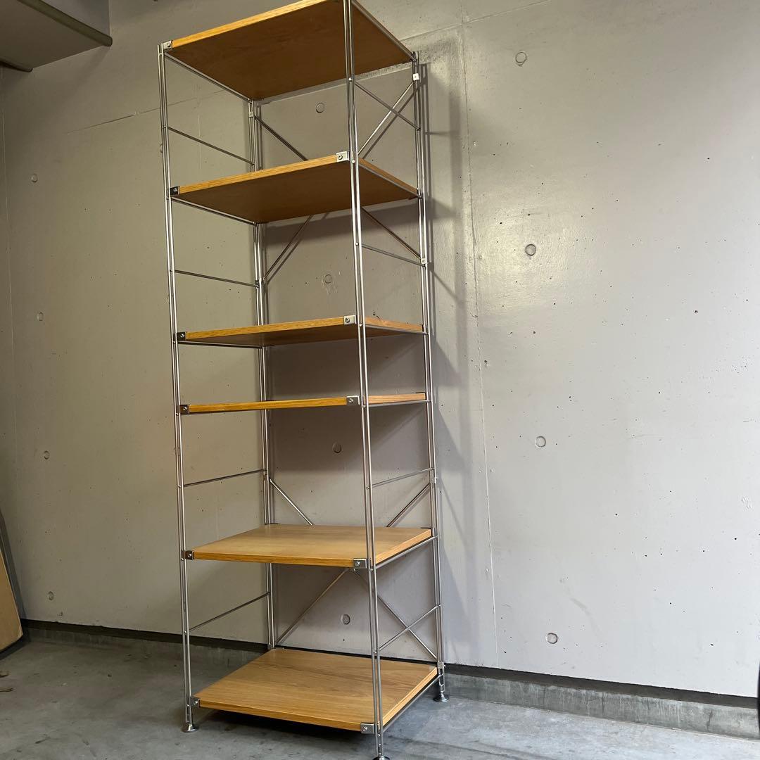 美品★無印 ステンレスユニットシェルフ オーク材棚セット・大 追加棚板付