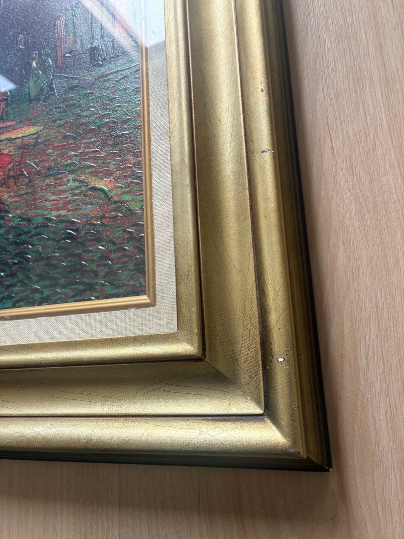 ゴッホ 夜のカフェテラス 複製画 額入り 縦約60cm×横約50cm 汚れ傷あり