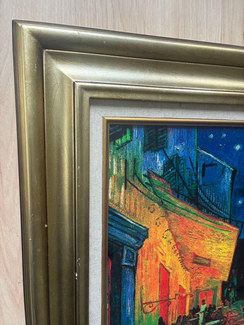 ゴッホ 夜のカフェテラス 複製画 額入り 縦約60cm×横約50cm 汚れ傷あり