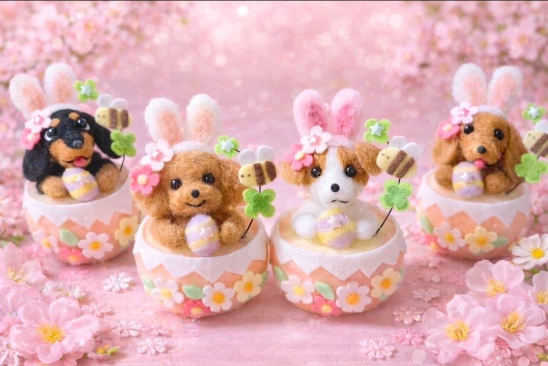 春 幸せたまご＊イースター ダックス ブラックタン✨羊毛フェルト ぬいぐるみ犬