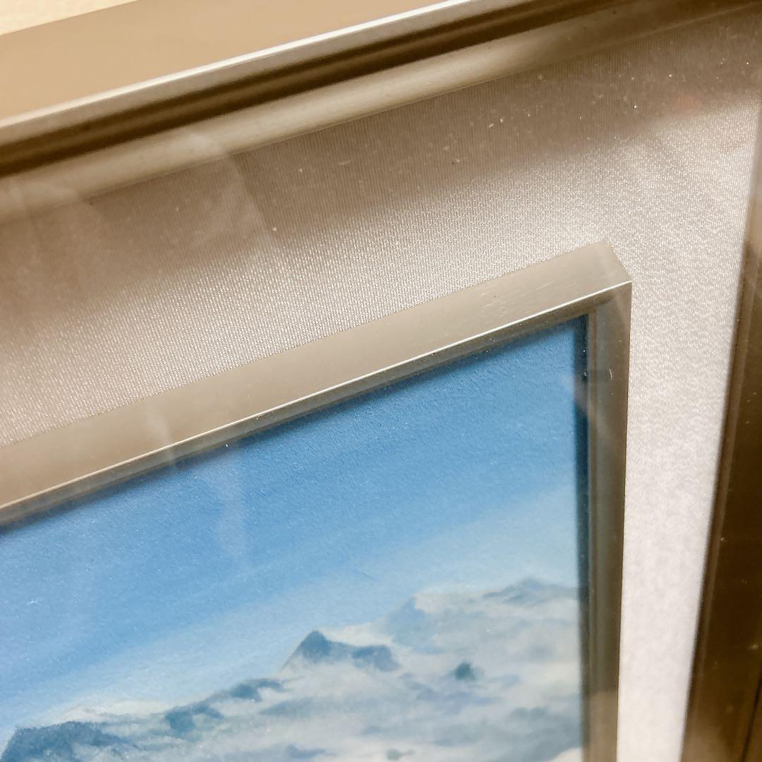 風景画 大きな絵画　自然雪山　額付き　雲海　空