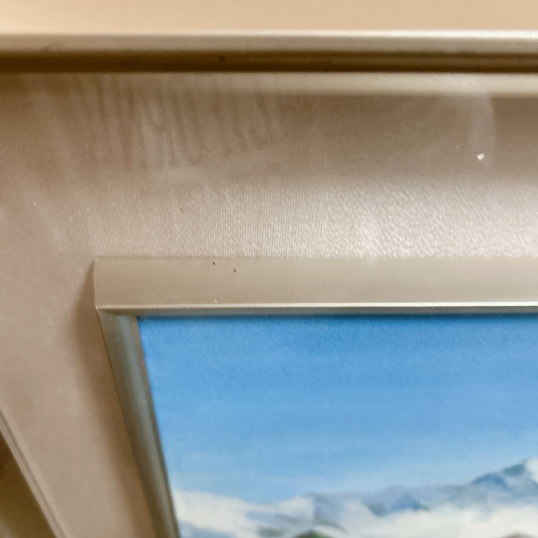 風景画 大きな絵画　自然雪山　額付き　雲海　空
