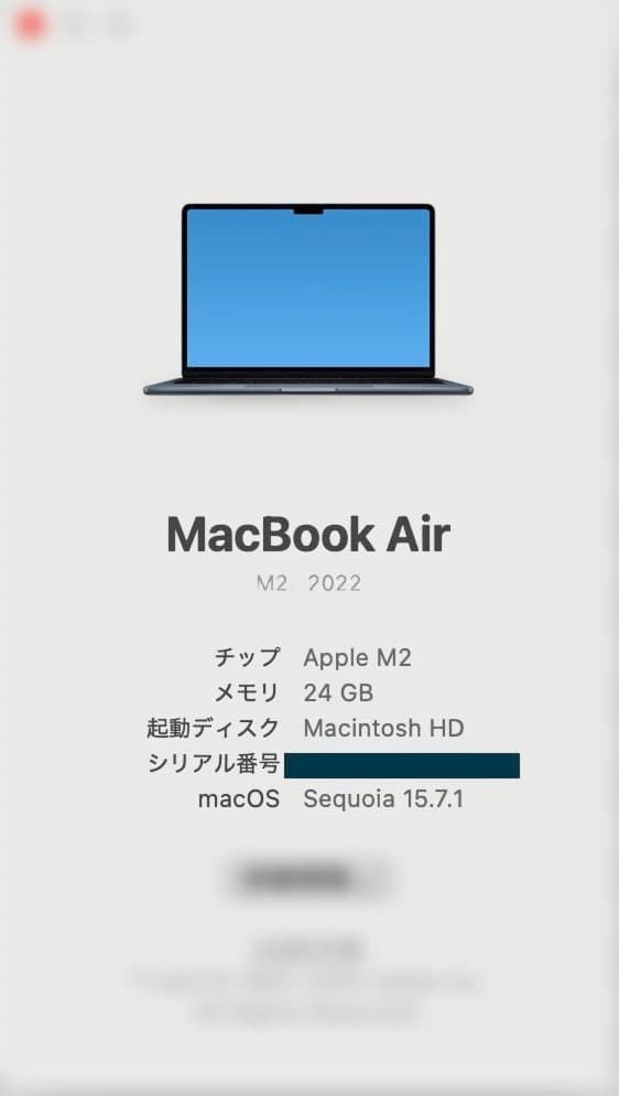MacBook本体 Apple MacBook Air M2 10GPU 24GB/512GB US