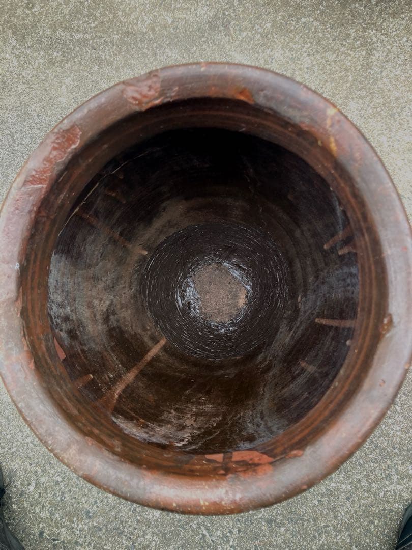 【時代物】大型 飾り壺 常滑焼風 茶褐釉 睡蓮鉢 メダカ鉢 高さ48cm 骨董