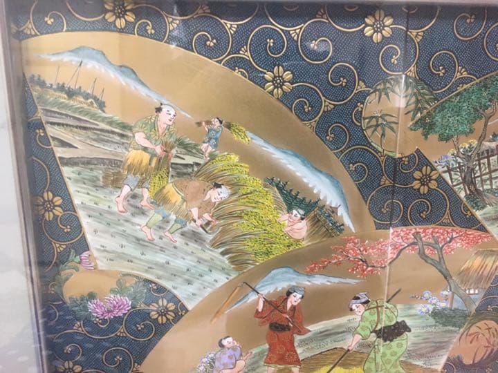 九谷焼 陶板 飾り用 青粒