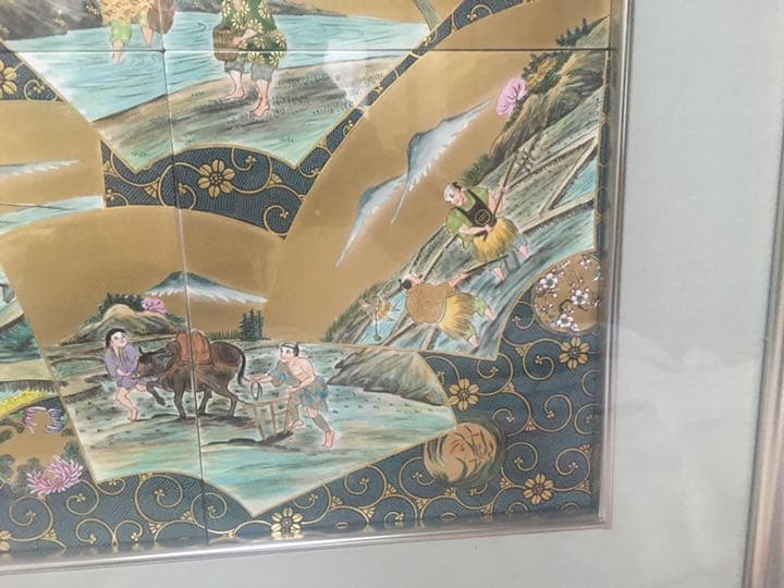 九谷焼 陶板 飾り用 青粒