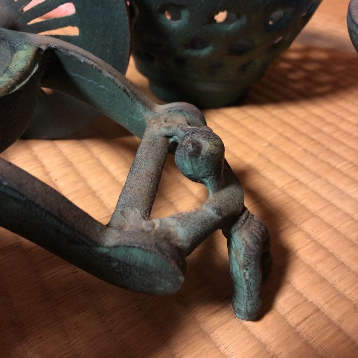 中国美術　花器　薄端　御所車