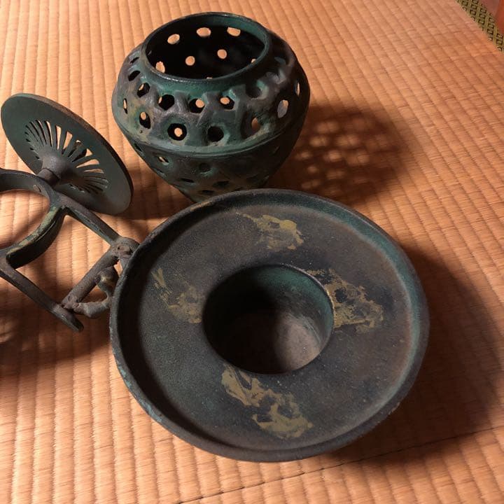 中国美術　花器　薄端　御所車