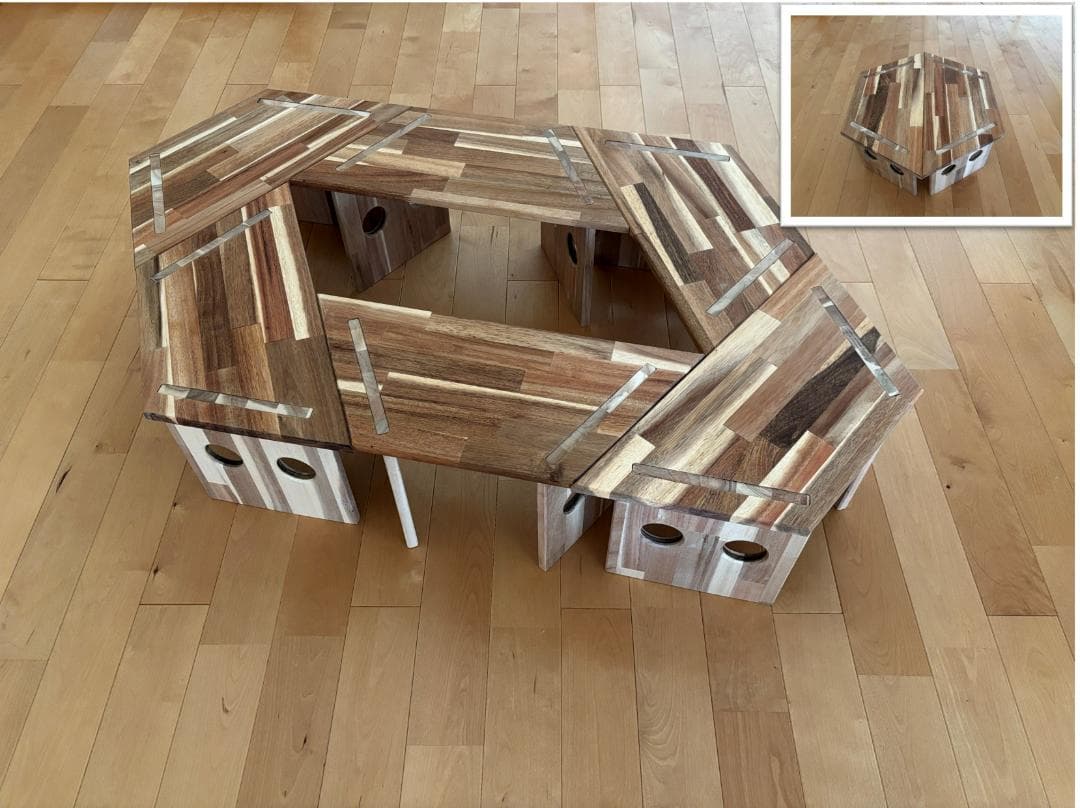 中サイズ ヘキサゴンテーブル ヘキサテーブル 囲炉裏テーブル 組み立て式