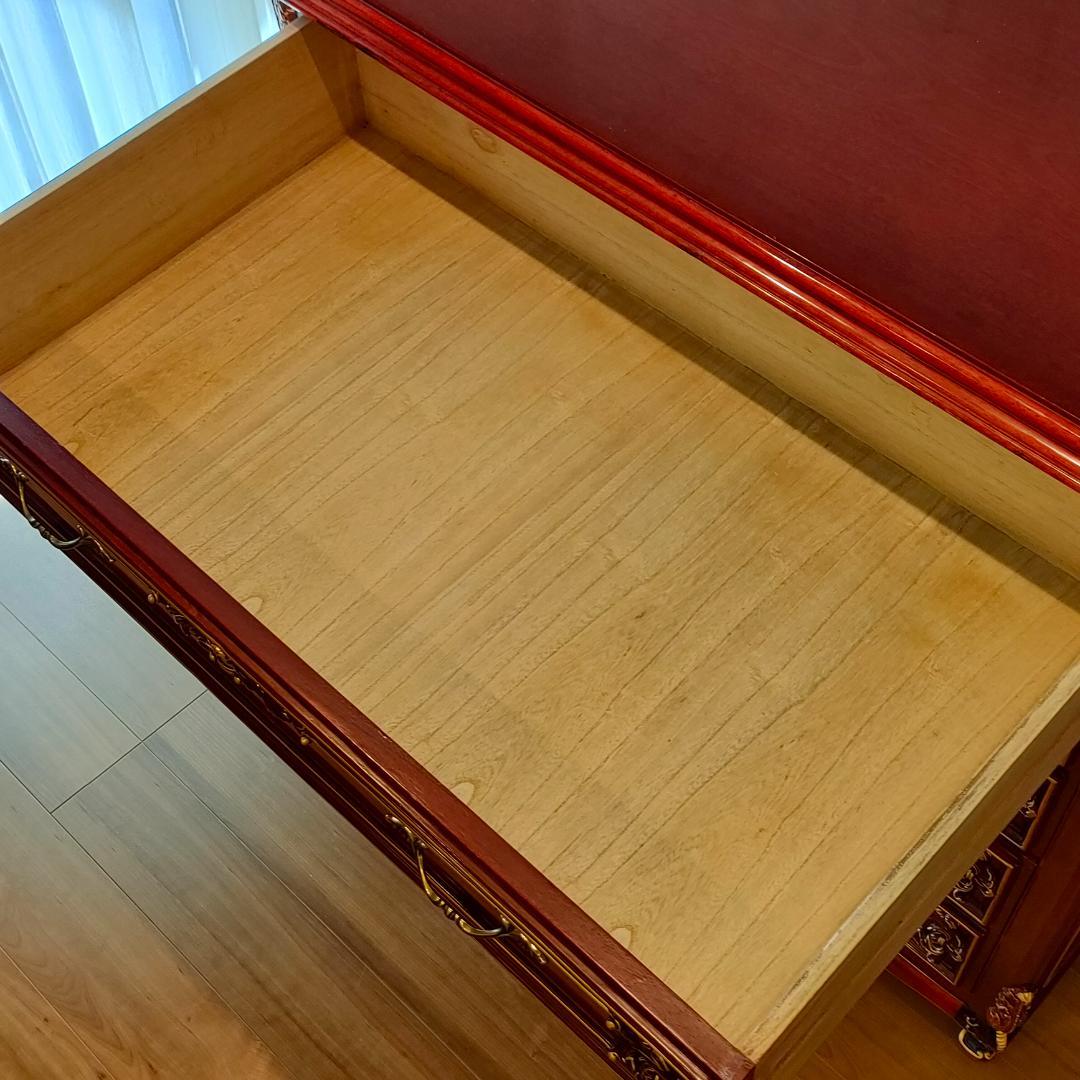 アンティーク　5段チェスト　猫脚　木彫　クラシックチェスト