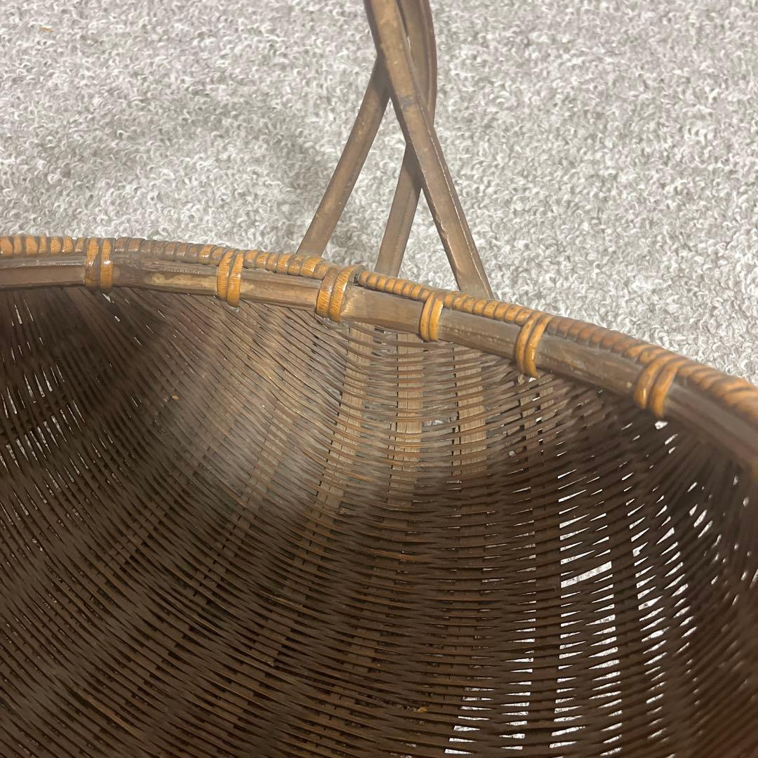 江戸時代　竹かご　バンブーバスケット　竹籠　アジアン雑貨　和風アンティーク レア