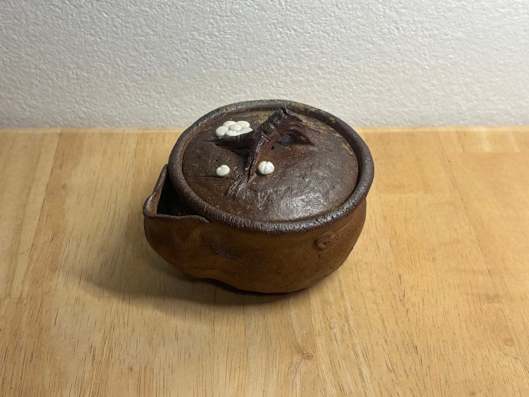 92.備前焼 宝瓶 登り窯 白梅 はくばい 梅 手びねり 急須