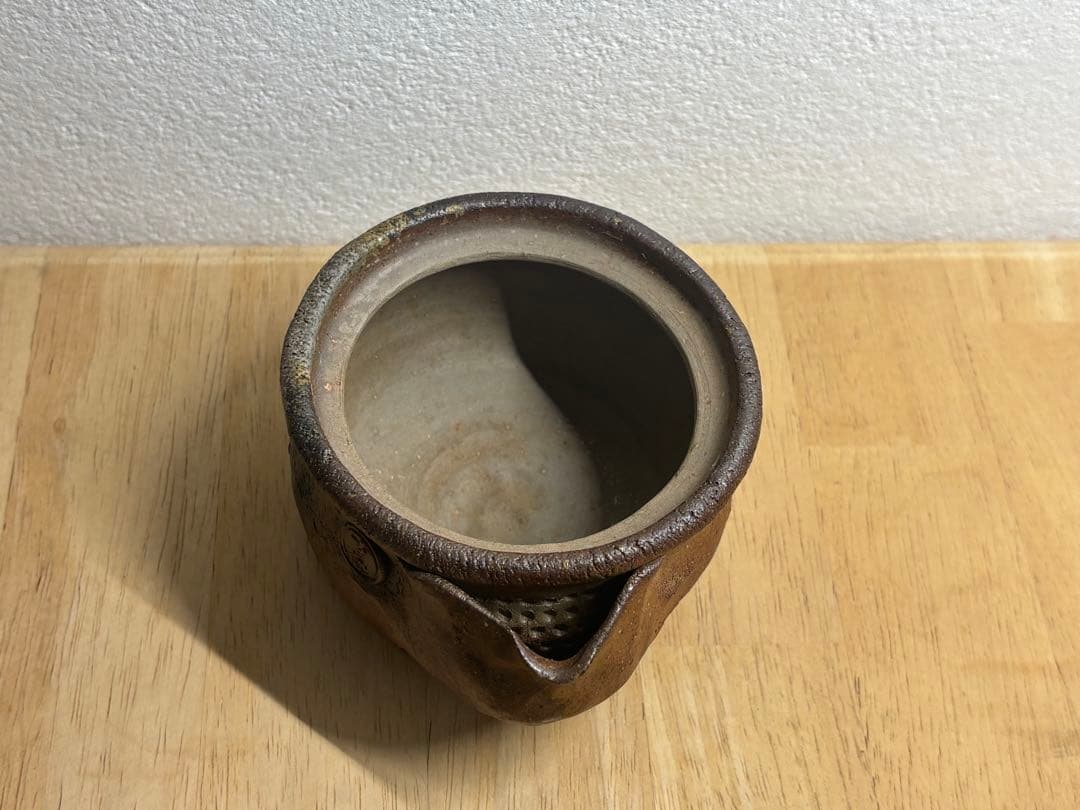 92.備前焼 宝瓶 登り窯 白梅 はくばい 梅 手びねり 急須