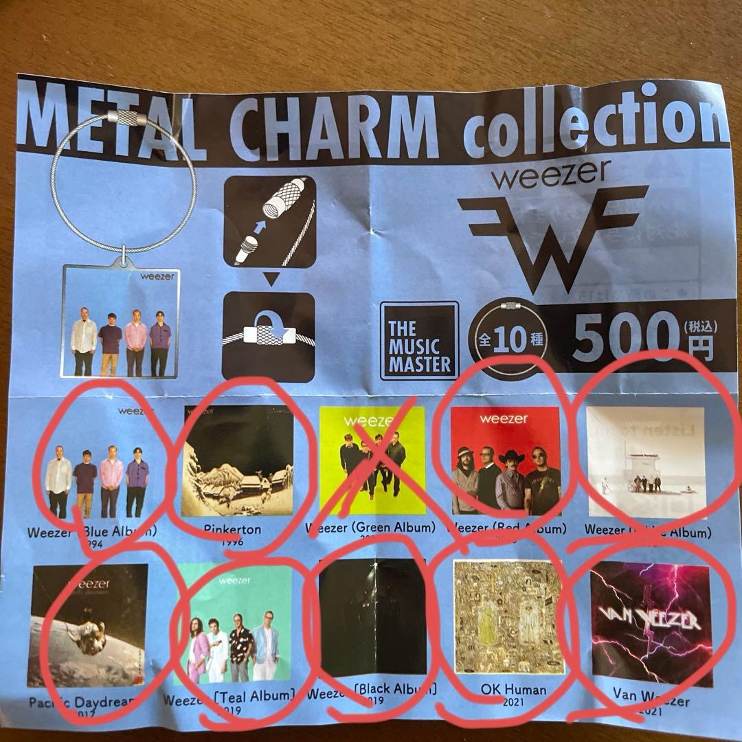 Weezerのメタルチャームセット　セミコンプ　9種類