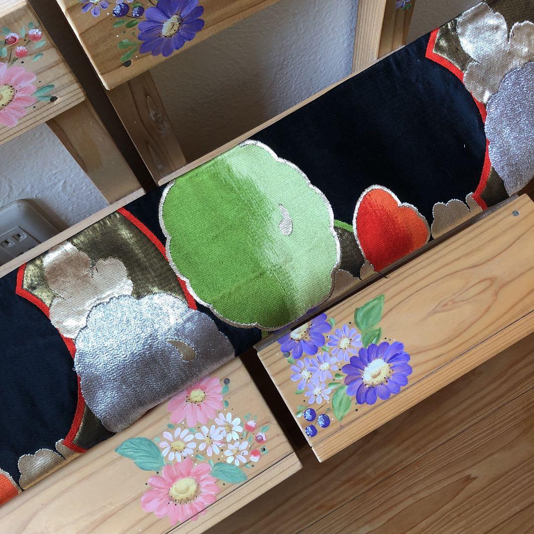 正絹袋帯から七五三簡単付け帯を作りました。