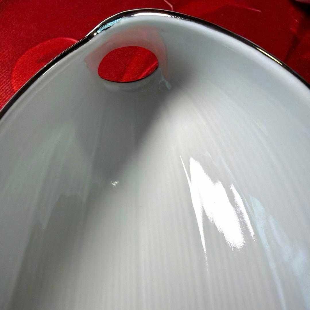 ー美濃焼ー 【極美品】 祥泉窯 プラチナリム 脚付リーフ型皿揃　5枚