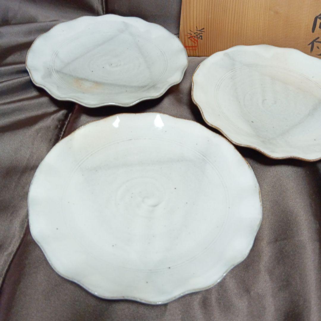 【未使用】平向け　上乃平窯　上の平窯　後藤滋之作　粉引（こひき）銘々皿　5枚