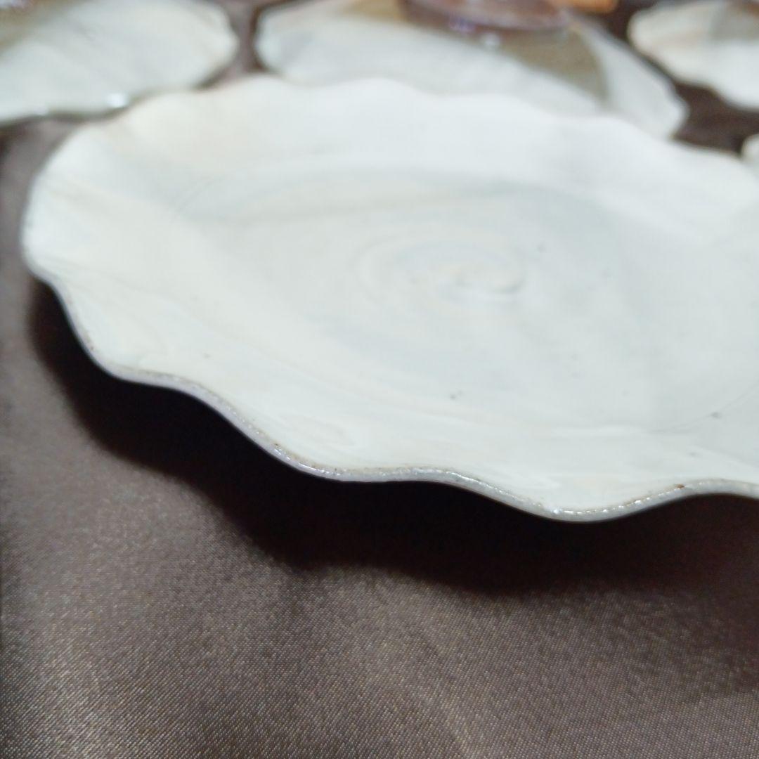 【未使用】平向け　上乃平窯　上の平窯　後藤滋之作　粉引（こひき）銘々皿　5枚