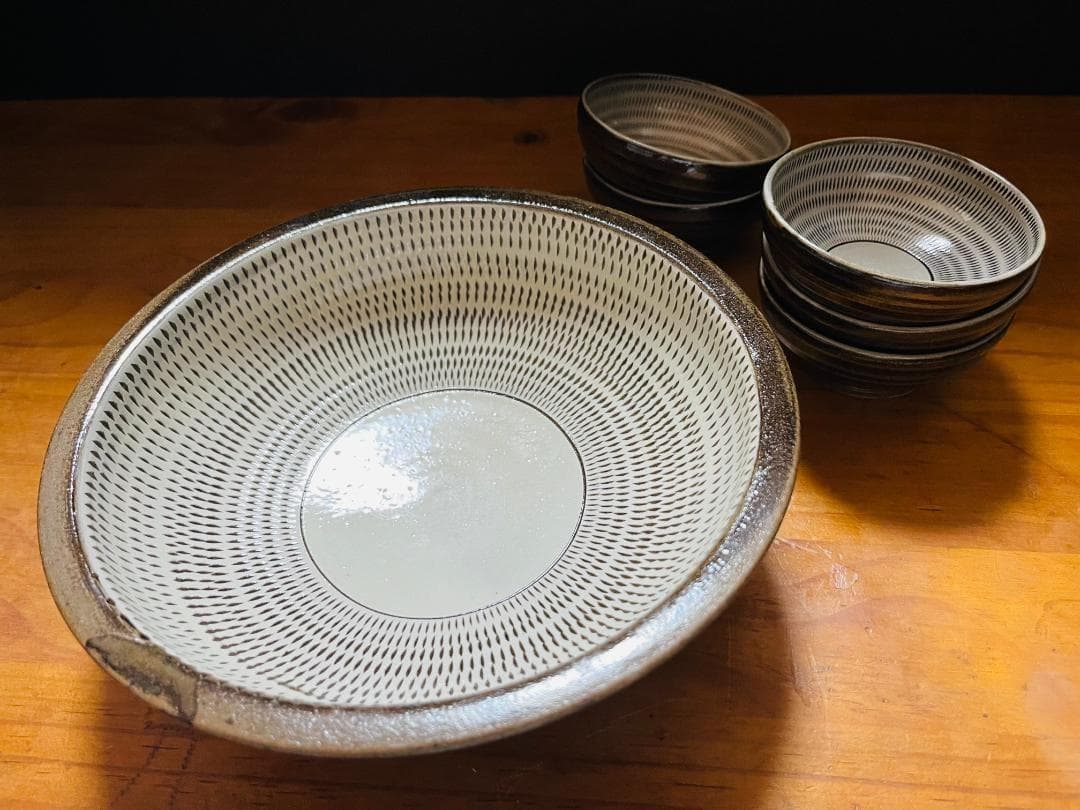 【美品】　小石原焼　中鉢　盛鉢　小鉢　５客　飛び鉋