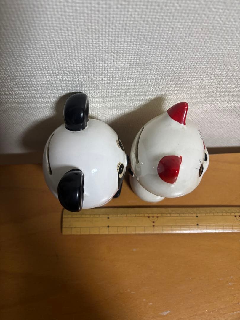 内藤ルネ　りんご　パンダ　貯金箱　置物　陶器　当時物　昭和レトロ　おまけ付き