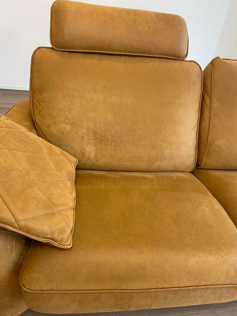 クラッシュゲート　３人掛けソファ　オットマン、ヘッドレスト付き