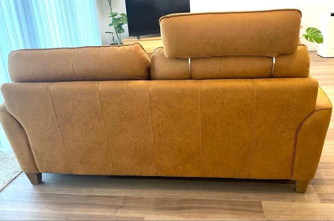 クラッシュゲート　３人掛けソファ　オットマン、ヘッドレスト付き