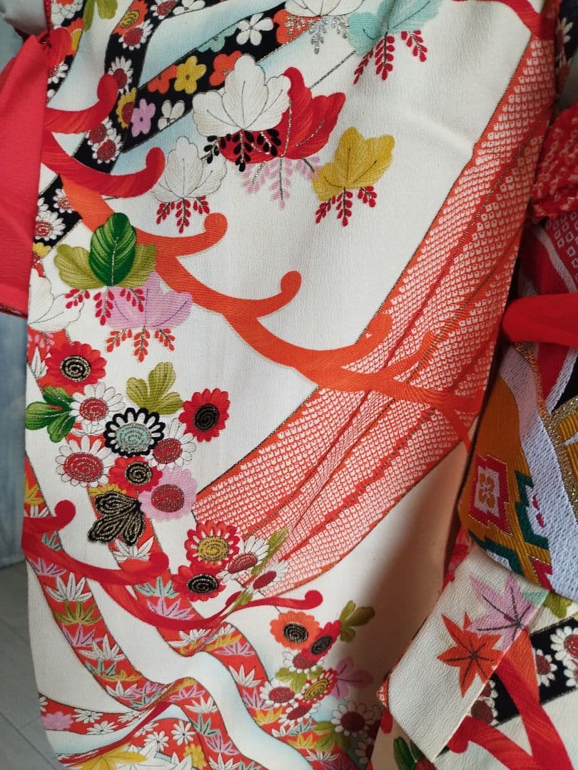 専用☆アンティーククリーム色の着物と帯のセット☆2歳から3歳