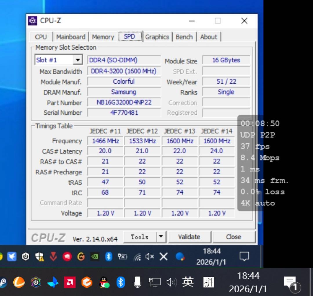 Colorful DDR4 16GBx2 3200MHz SO-DIMM メモリ