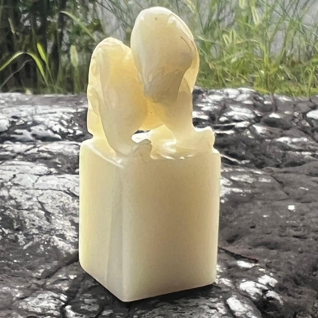 獅子紐芙蓉系古印材　石印材　書道具　印鑑　中国