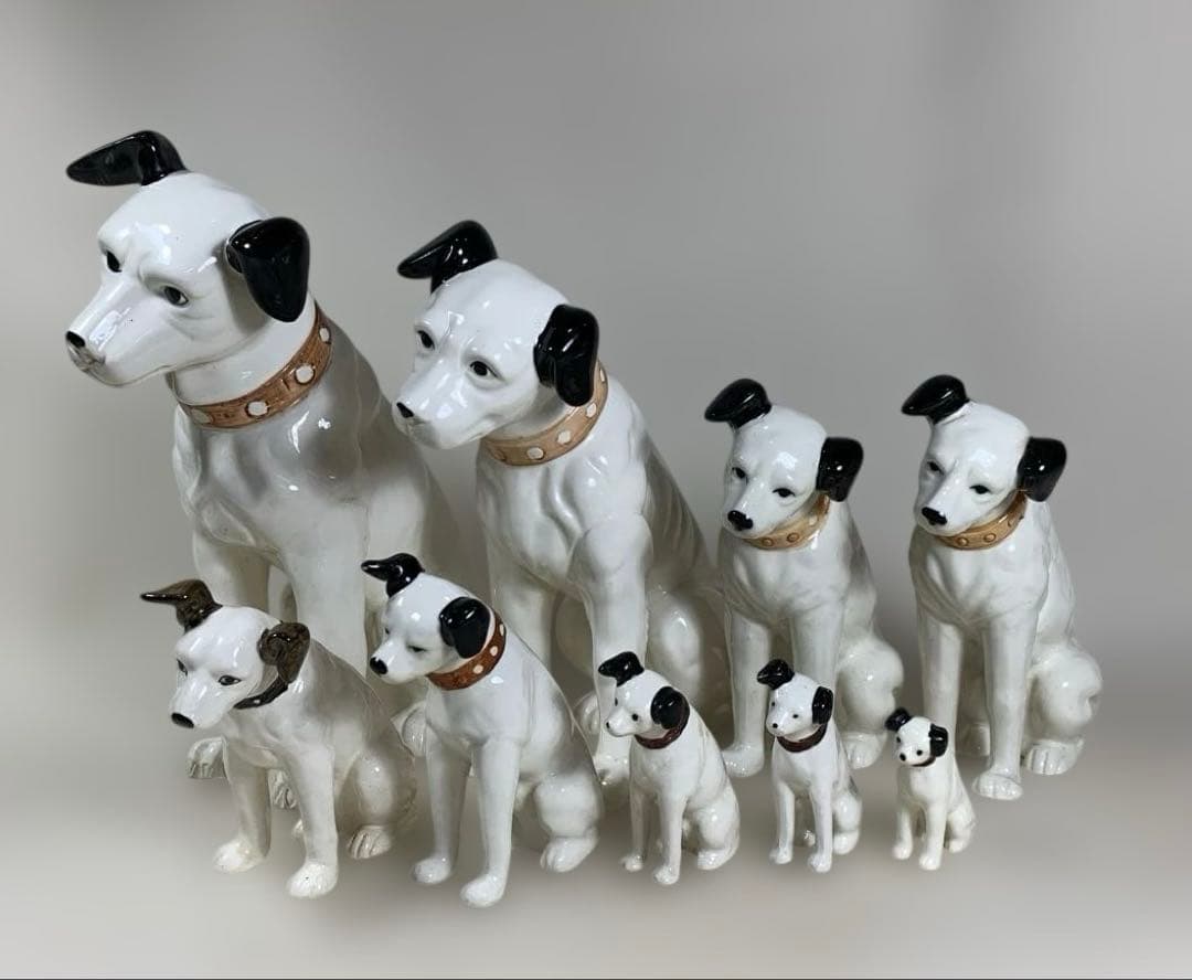 Victor ビクターニッパー犬 12体 置物　高さ約25㎝〜5.5㎝