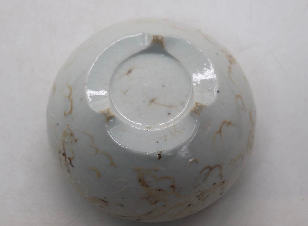 中国　明時代　白釉雙龍紋三足香炉　送料込み250107