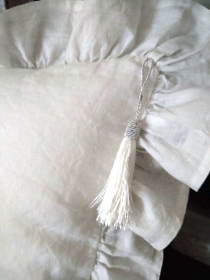 ※〜7/13限定価格※フランスアンティーク　N手刺繍　リネンクッションカバー