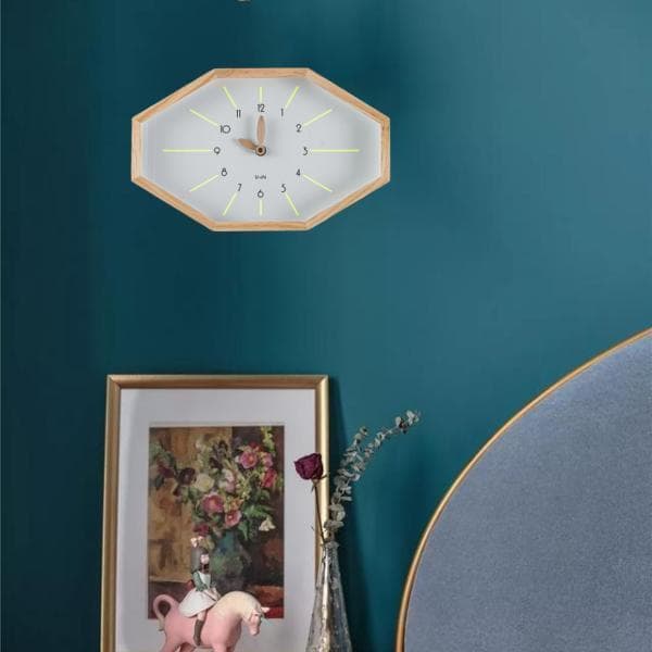 掛け時計 電波時計 壁掛け 北欧 音がしない 夜光蛍光 木製 ウッド 天然木