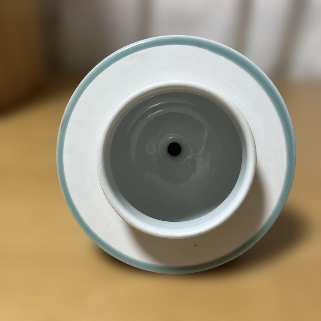 深川製磁 青磁 冠付 花瓶 宮内庁御用達 桐箱付き