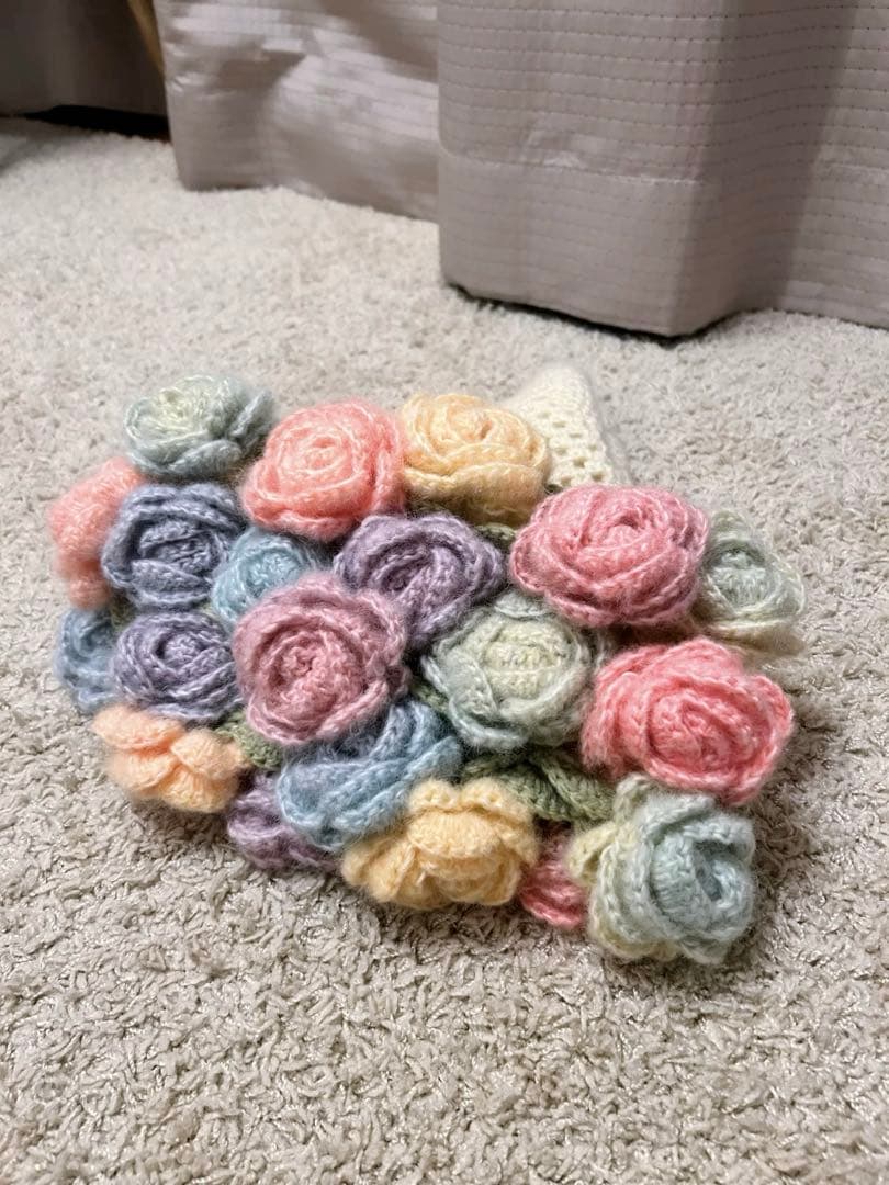 ハンドメイド　花束ブーケブランケット　レインボーパステルカラー