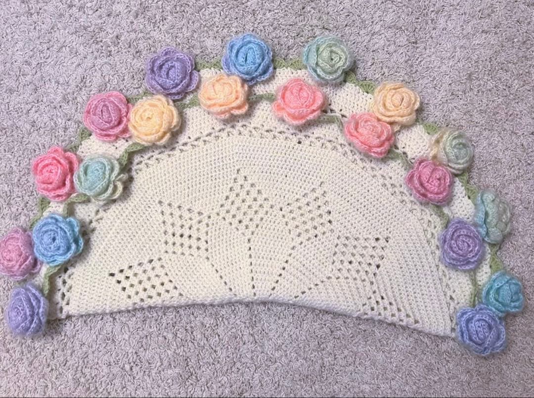 ハンドメイド　花束ブーケブランケット　レインボーパステルカラー
