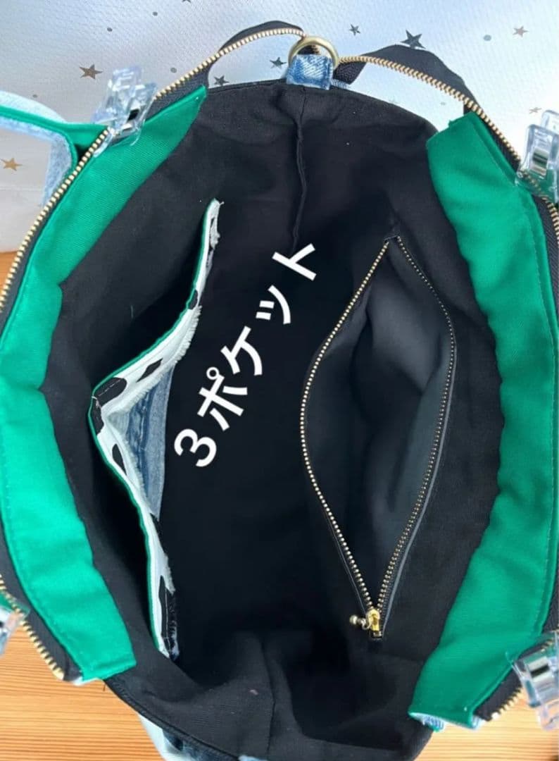 のんデニムリメイクバッグ（L）No.931☆ハンドバッグ　マザーズバッグ