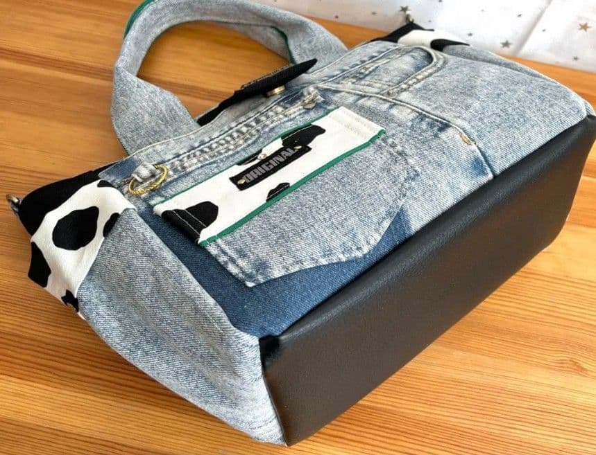 のんデニムリメイクバッグ（L）No.931☆ハンドバッグ　マザーズバッグ