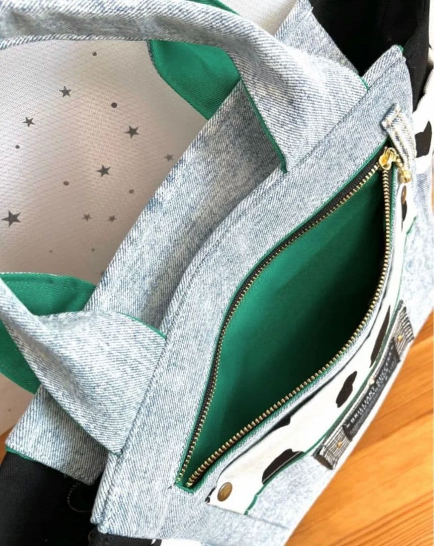 のんデニムリメイクバッグ（L）No.931☆ハンドバッグ　マザーズバッグ