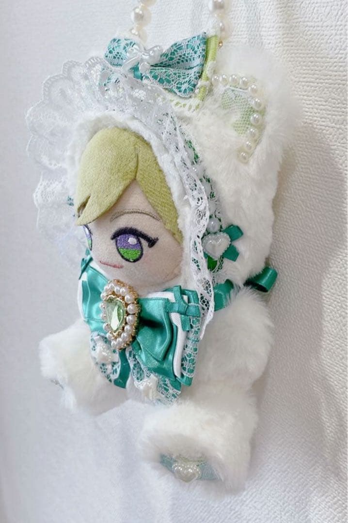 ♥水色♥おすわり♥12.5cm♥ぬい服♥いつぬい♥ちびぐるみ♥ネコ♥W49