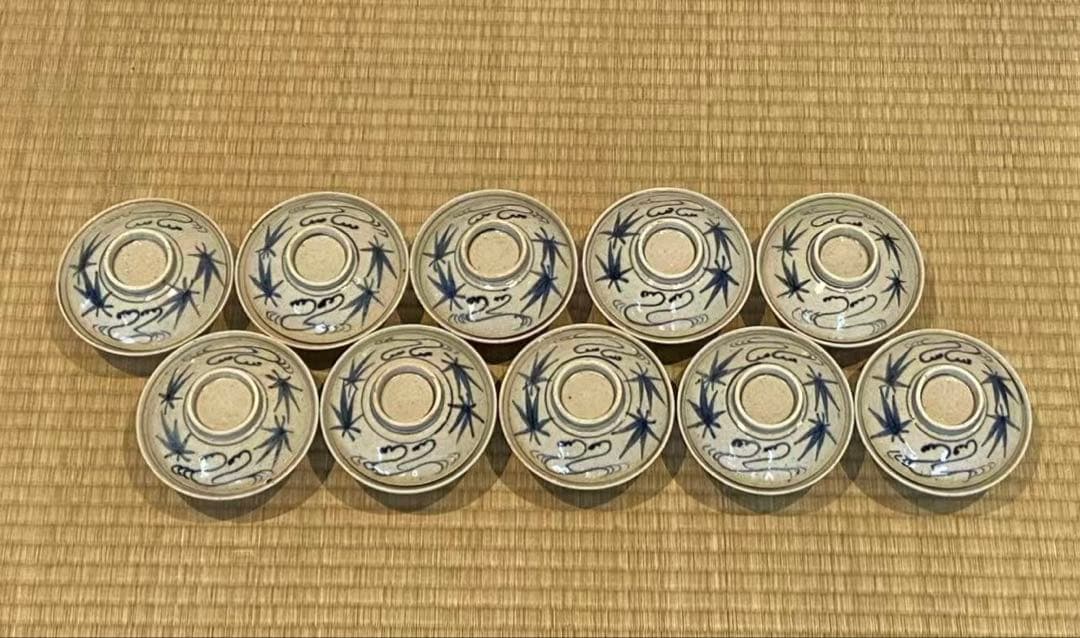 安南写 紅葉文 蓋茶碗 10客 箱付 和食器 懐石料理道具 / 加藤十右衛門