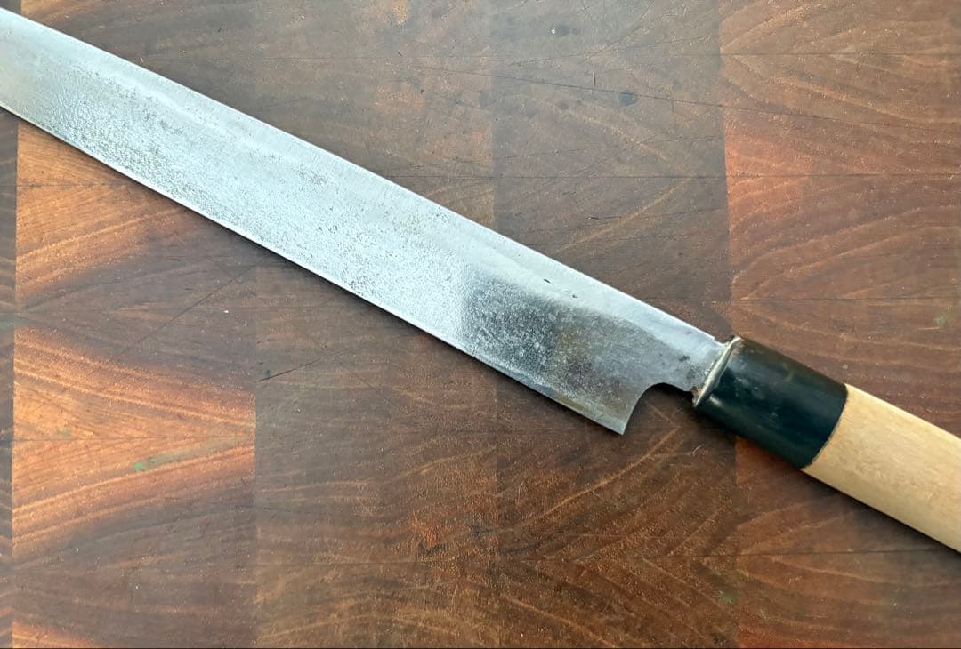 正本　切付　柳刃　7寸　210mm 包丁　白鋼　和包丁　刺身　水牛柄　研ぎ済