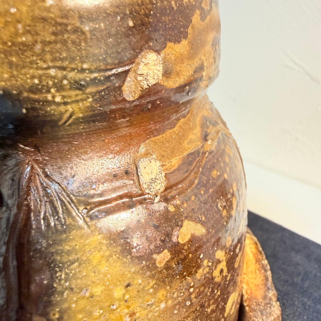 【真作】杉本貞光 信楽耳付花入 寺田野窯 陶印 茶道具 骨董 花器 希少