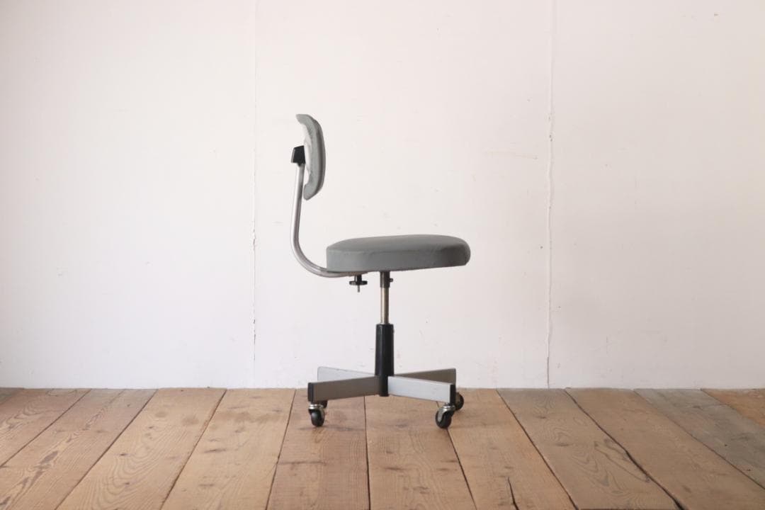 レトロ キャスターチェア 回転椅子 昇降 リクライニング 学校 合皮 レザー