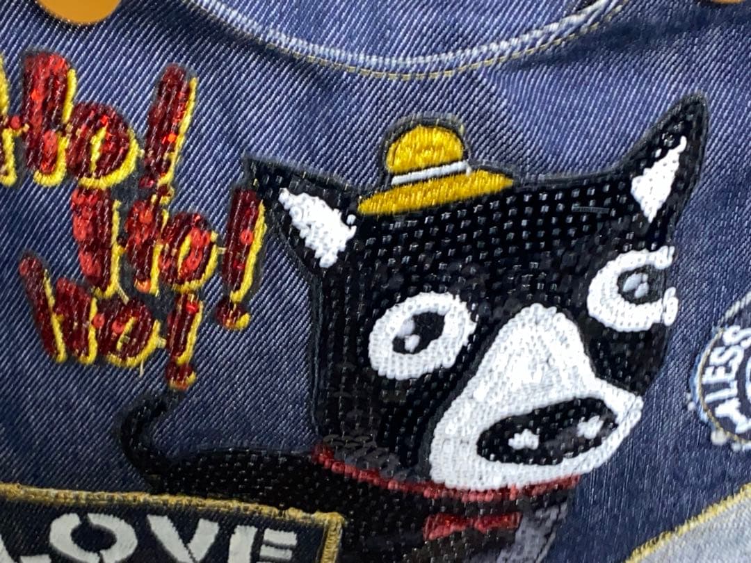 ☆岡山デニム☆スパンコール☆ワッペン☆フレブル☆両面リュック4wayあおりバッグ